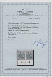 1947, 16 Pfg. Arbeiter im waagerechten Unterrandpaar mit der seltenen ...