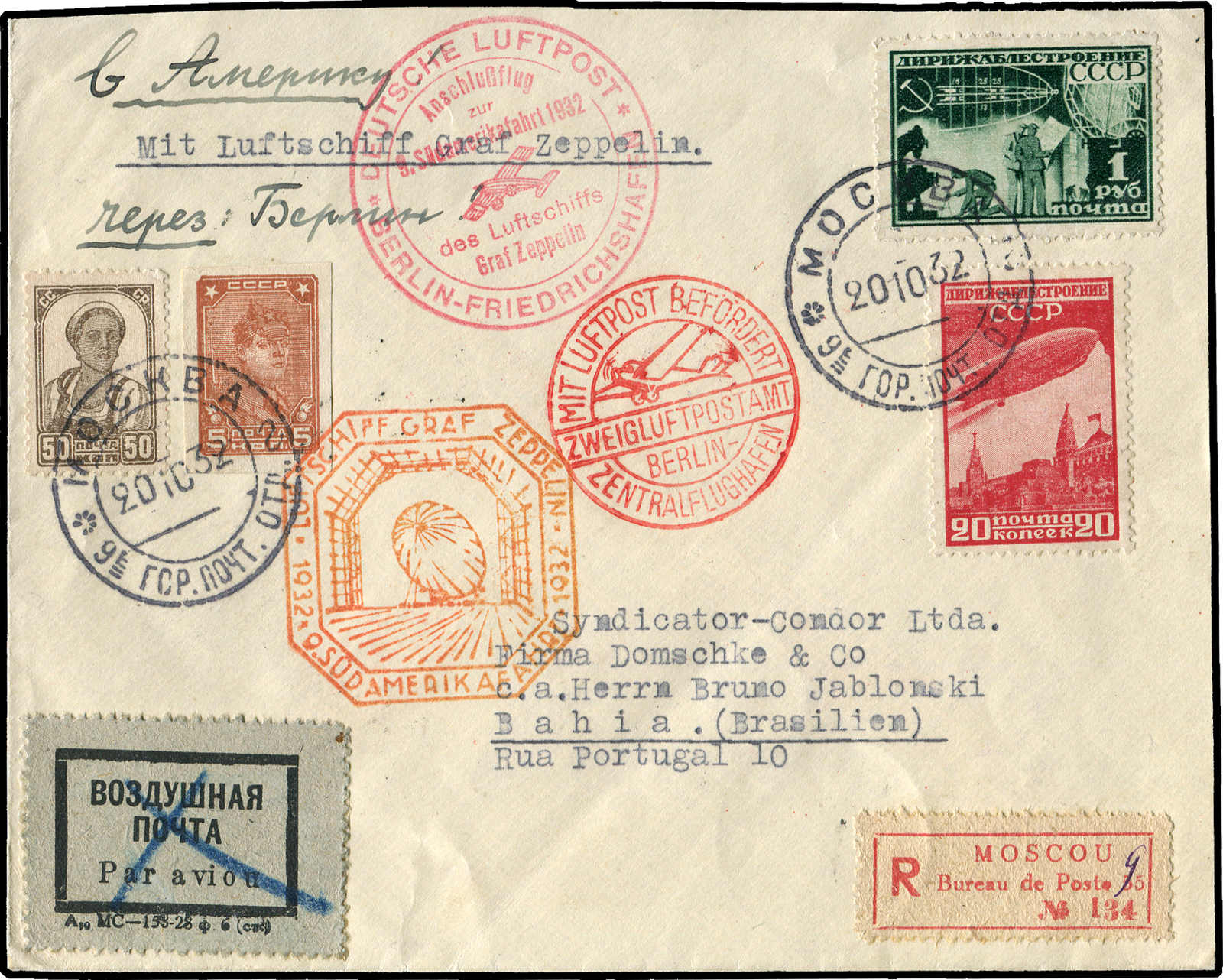 Lot 9274 - Zeppelin/Air Mail Zeppelin, Zeppelinpost LZ 127, Südamerikafahrten 1932 - Auktionshaus Schlegel 26 Public Auction Lot 9274 - Zeppelin/Air Mail Zeppelin, Zeppelinpost LZ 127, Südamerikafahrten 1932 - Auktionshaus Schlegel 26 Public Auction