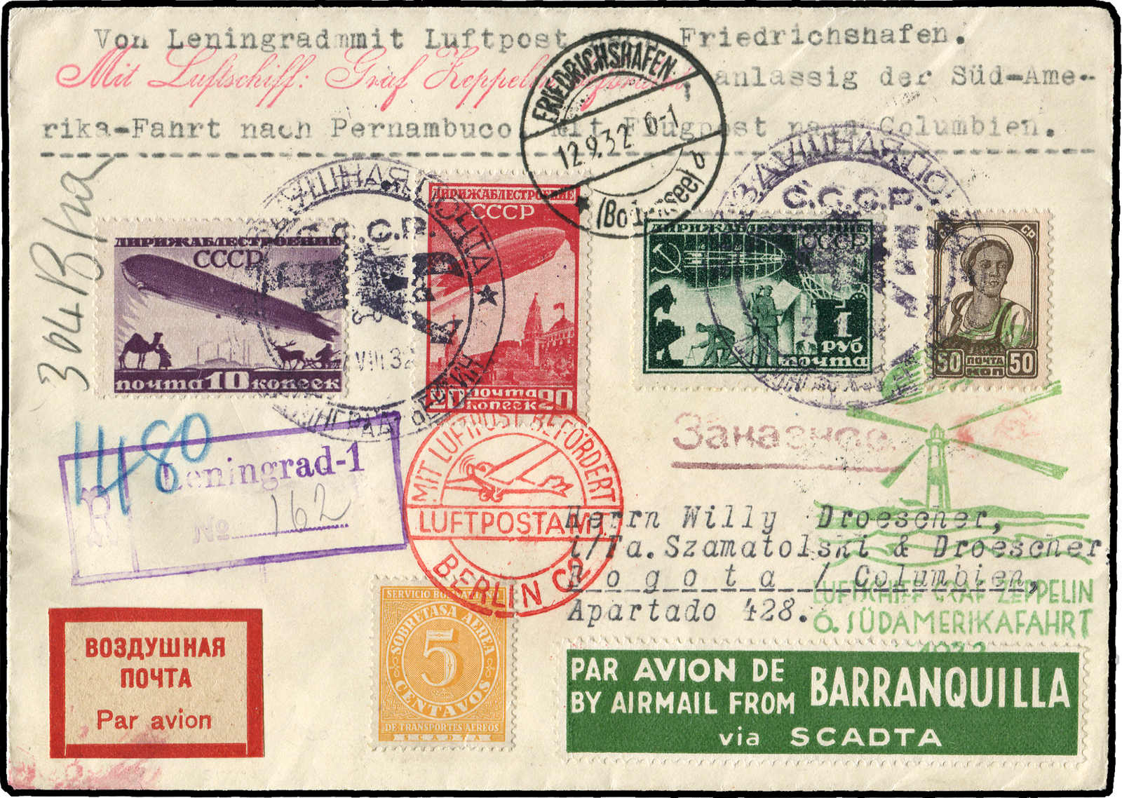 Lot 9261 - Zeppelin/Air Mail Zeppelin, Zeppelinpost LZ 127, Südamerikafahrten 1932 -  Auktionshaus Schlegel 26 Public Auction