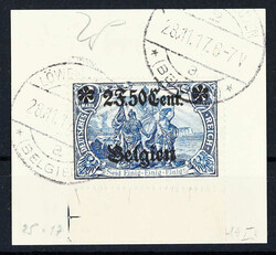 1916/18, 2 F. 50 C. auf 2 M. Aufdruckausgabe schwärzlichultramarin ...