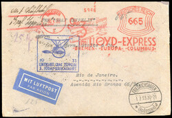 1933, 3. Südamerikafahrt, Bedarfsbrief (25 g) mit Lloyd-Express AFS ...