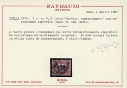 1878, 2 C. a. 0,20 L. dunkellilarot, Zeitungsmarke mit kopfstehendem ...