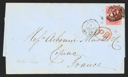 1858, 4 P. Victoria auf Auslandsbrief nach Frankreich vom 6.2.1858 ...