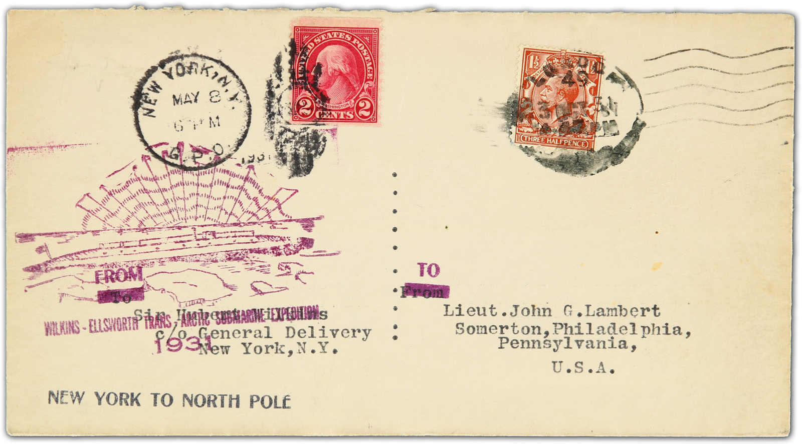 1931, Wilkins Ellsworth Trans Arctic Submarine Expedition, großes ...