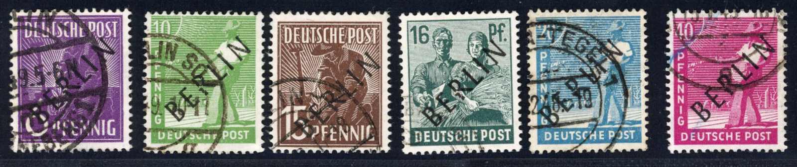 1948, 6 Werte Schwarzaufdruck mit dem Aufdruckfehler IV "R gebrochen" ...