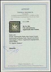 1863, 9 Kr. Wappen schwarzbraun, ungebraucht ohne Gummierung, ...