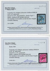 1948, 6 Werte Schwarzaufdruck mit dem Aufdruckfehler IV "R gebrochen" ...