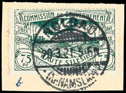 1920, 75 Pfg. Freimarke schwarzgrün auf Briefstück, Stempel "NOLDAU ...
