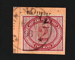 1891, 2 M. Innendienst dunkelrotkarmin, entwertet "MIKINDANI 6/1 98" ...