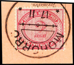 1891, 2 M. Innendienst dunkelrotkarmin, mit Plattenfehler "große ...