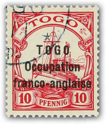 1915, 10 Pfg. Kaiseryacht dunkelkarminrot mit schwarzem Aufdruck der ...