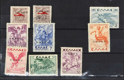 1941, 0,50 bis 100 Dr. Luftpost, die drei Höchstwerte zu 1-100 Dr. ...