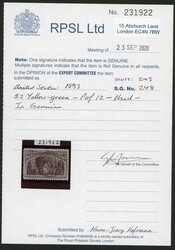 1893, 3 $ Kolumbus-Weltausstellung olivgrün, gest. Einzelwert, ...