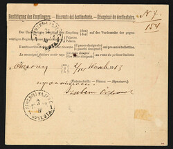 1913, parcel card used from Austrian Levant Jerusalem office for 4900 ...