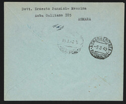 1942, five colour franking registered cover sent from British ...
