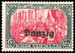 1920, 5 M. grünschwarz/(lebhaft)lilarot bis dunkelkarmin mit der ...