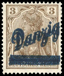 1920, 3 Pfg. Germania mit doppeltem Aufdruck DANZIG, sogen. kleiner ...