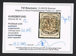 1867, 5 Gr. schwarz auf mattgraubraun bis mattkarmingrau, gestempelt, ...