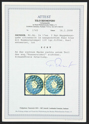 1864, 2 Ngr. dunkelultramarin, waagerechtes Paar mit glasklaren ...