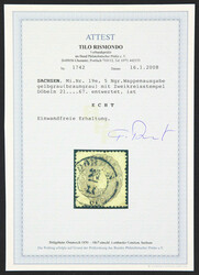 1867, 5 Ngr. gelbgrau (braungrau), gestempelt "DÖBELN", einwandfrei, ...