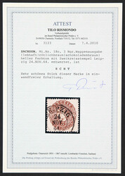 1864, 3 Ngr. (lebhaft)rötlichbraun (heller Farbton), sauber ...