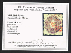 1866, 5 Ngr. braunviolett, dekorativ mit zwei Stempeln schwarz und ...