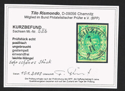 1851/63, 3 Pfg. dunkelopalgrün, spätere Auflage, klar zentrisch ...