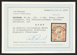 1860, 5 Ngr. lebhaftorangerot, allseits vollrandig (oben rechts etwas ...