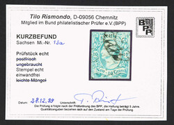 1856, 10 Ngr. (lebhaft)cyanblau, allseits vollrandig mit Entwertung ...