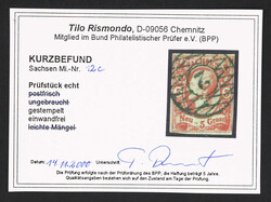 1856/63, 5 Ngr. bräunlichrot auf glasigem Papier, glasklar entwertet ...