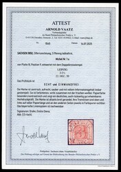 1820, 3 Pfg. Sachsen-Dreier lebhaftrot, Platte III, Position 9, ...