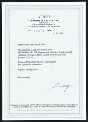 1949, Blockausgabe Deutsches Rotes Kreuz mit rotem Sonderstempel ...