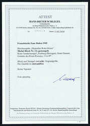 1949, Blockausgabe Deutsches Rotes Kreuz mit rotem Sonderstempel ...