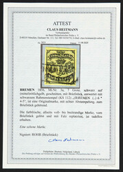 1860, 7 Gr. schwarz auf rötlichgelbem dickeren Papier, auf ...