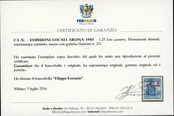 1945, 1,25 L. mit rotkarminem Aufdruck, ungebraucht, einwandfrei, ...