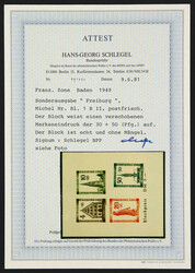 1949, 4+16 bis 30+50 Pfg. Wiederaufbau der Stadt Freiburg als ...