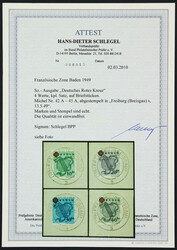 1949, 10+20 bis 40+80 Pfg. Deutsches Rotes Kreuz als kompletter Satz ...