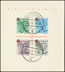 1325: フランス連占領地域・Baden - Souvenir / miniature sheetlets