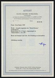 1949, Blockausgabe Deutsches Rotes Kreuz entwertet mit glasklarem ...