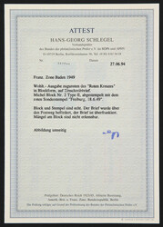 1949, Blockausgabe Deutsches Rotes Kreuz auf überfrankiertem ...