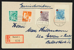 1949, Deutsches Rotes Kreuz, Einzelmarken aus Block 2, breitrandig ...