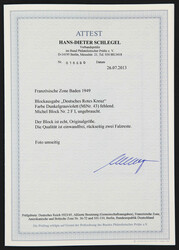 1949, Blockausgabe Deutsches Rotes Kreuz ungebraucht, hier mit ...