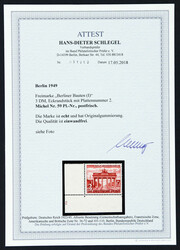 1949, 3 M. Bauten I als postfrisches Exemplar aus der linken unteren ...