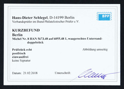 1948, 20 Pfg. Schwarzaufdruck als postfrisches Unterrandpaar mit der ...