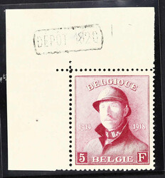 1919, 5 Fr. König Albert I. lilarot, postfr. Einzelwert aus der ...