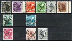 1948, 2 bis 84 Pfg. Arbeiter mit Handstempel 29 verschiedener Orte ...