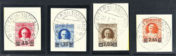 1934, 40 C. bis 3,70 L. Papst Pius XI. mit Aufdruck auf Briefstücken ...