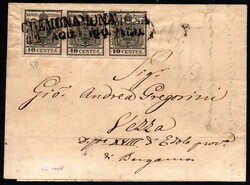 L. V. - Lettera da Cremona SD affrancata con striscia di tre del 10 ...