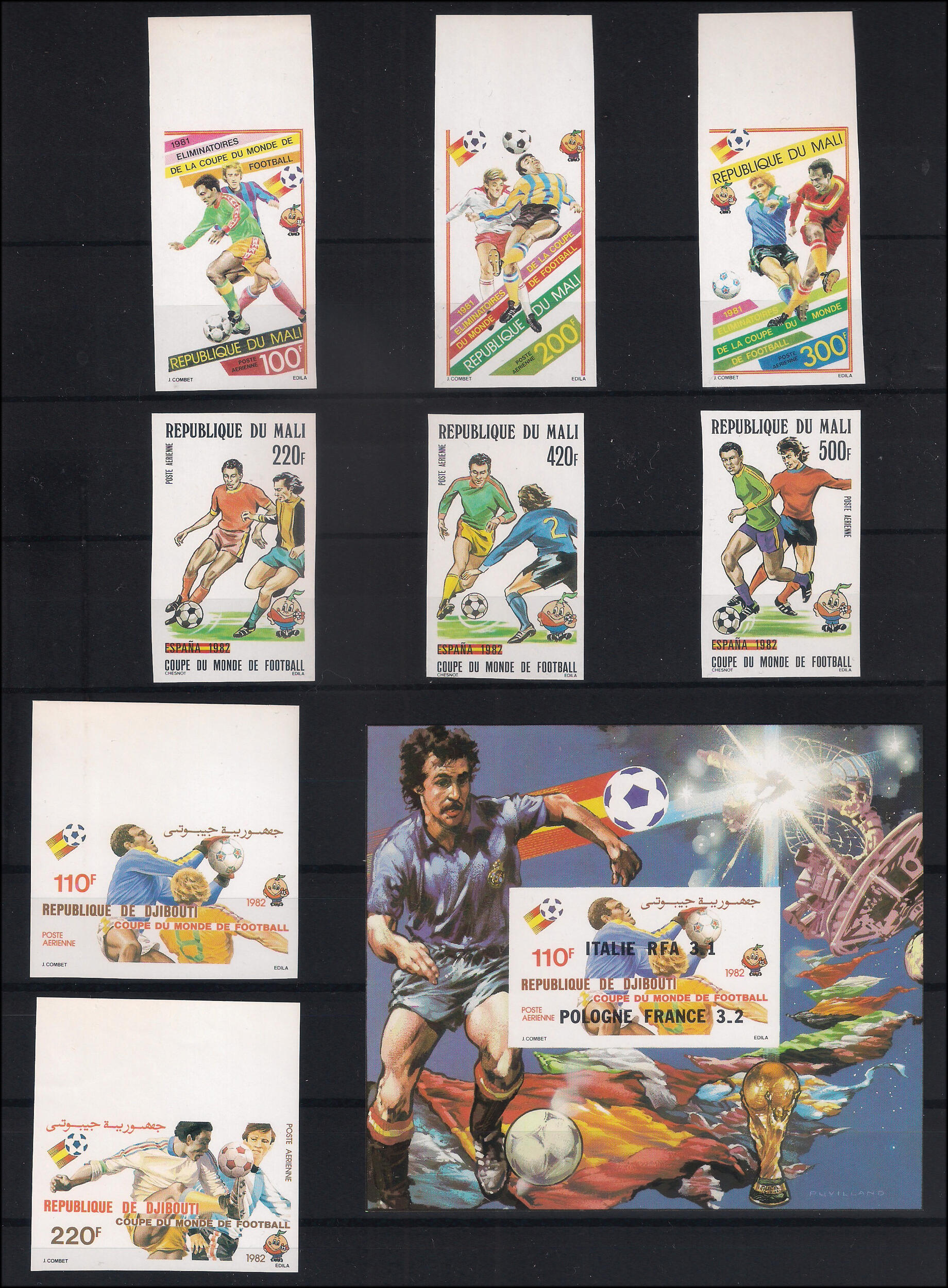 DJIBOUTI e MALI - 1982 Tematica Calcio Spagna '82, prove di stampa di ...