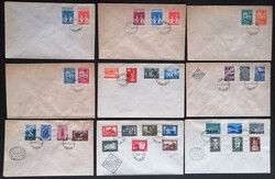 BULGARIA - 1945/55 Nove FDC con emissioni del periodo, non viaggiate